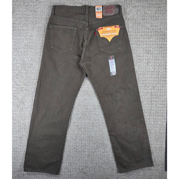 NWT Levi's Original 501 Mens 36x30 Dark Green Button Fly Preshrunk Jeans - Picture 2 of 9